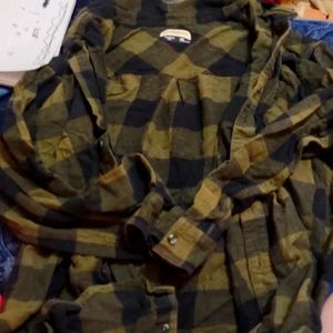 Black and green button up